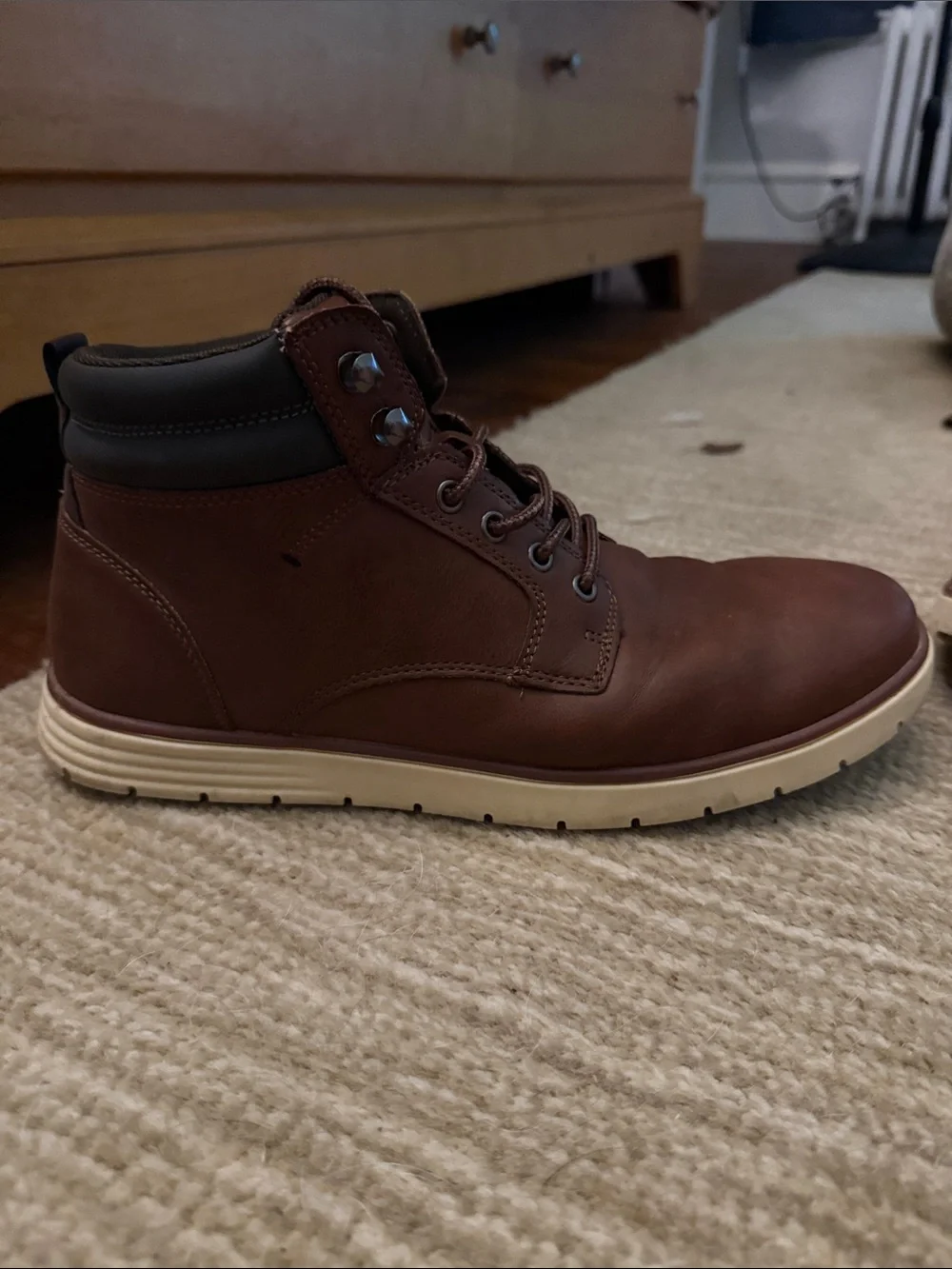 Goodfellow & Co Brown Lace-Up Leather Boots with Contrast Sole